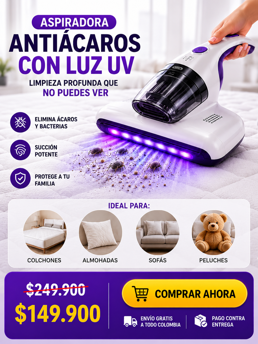 ASPIRADORA ANTIACARONO IMAGINAS TODO LO QUE SALE DE TU CAMA 😳