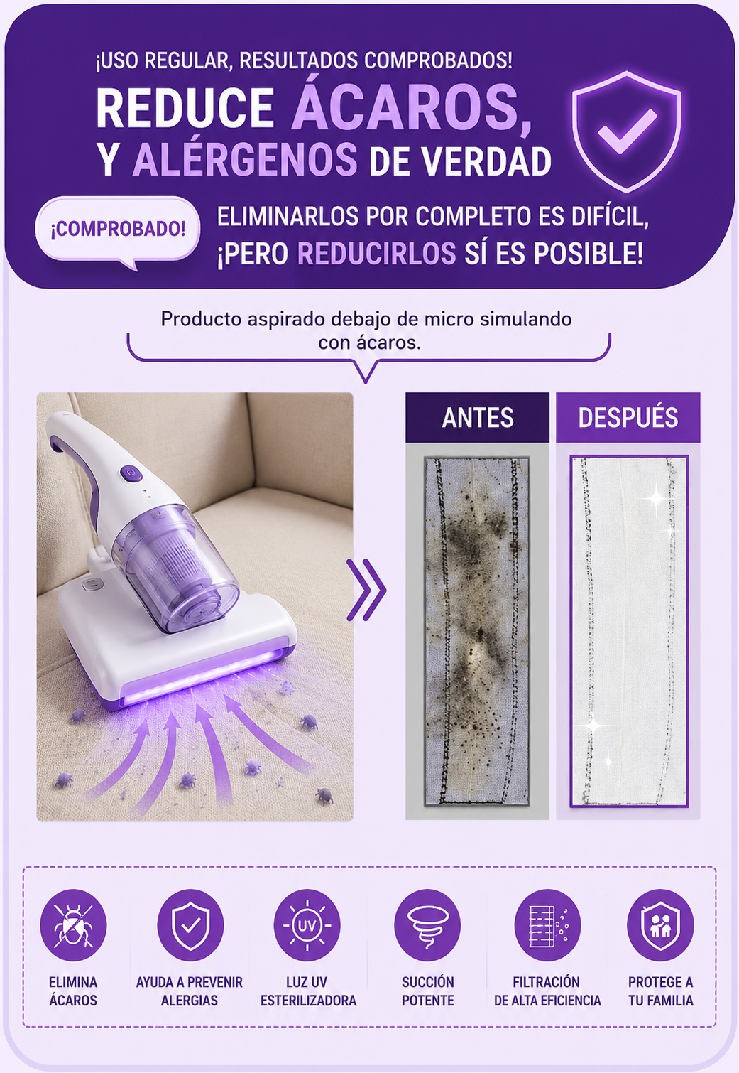 ASPIRADORA ANTIACARONO IMAGINAS TODO LO QUE SALE DE TU CAMA 😳