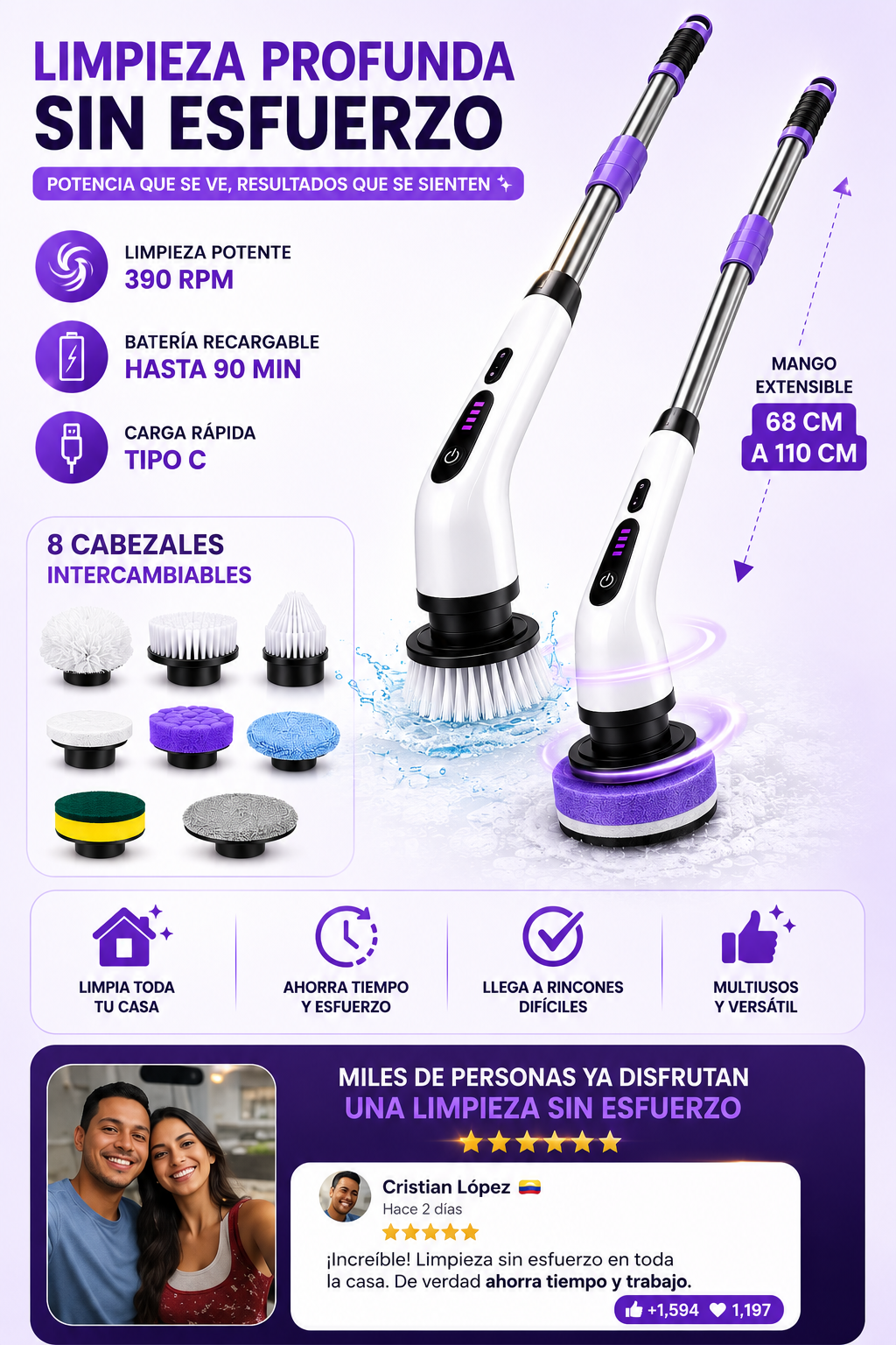 🔥 Limpia Toda Tu Casa Sin Esfuerzo Con El Cepillo Eléctrico 9 En 1